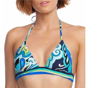 Trina Turk Ipanema Blue Printed Paisley String Bikini Top - Pucci Print